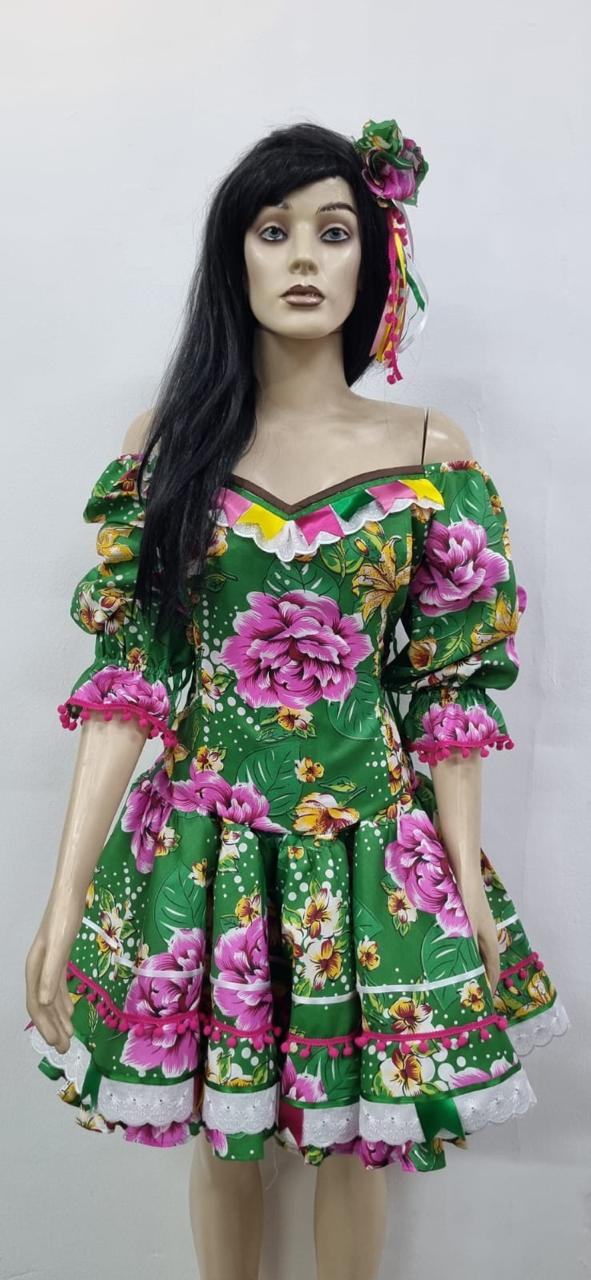 Festa Junina corpete verde floral